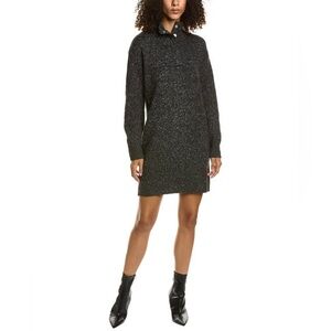 525 America MOCK NECK HENLEY WOOL-BLEND SWEATERDRESS IN GRAY Small